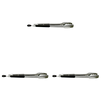 3PK Appetito Heavy Duty Stainless Steel Tongs w/Rubber Grip & Locking Ring 30cm