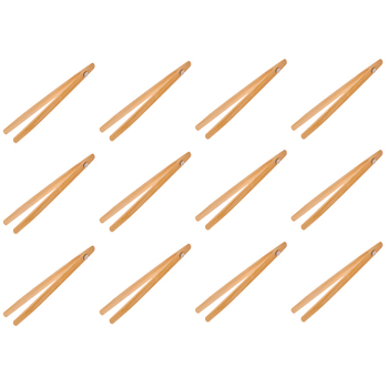 12PK Appetito Bamboo Toast Tongs w/ Magnet 20cm Home Kitchen Cooking