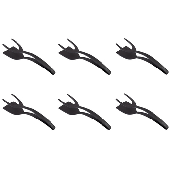 6PK Appetito Nylon 2-In-1 Spatula Tongs Home/Kitchen Cooking Utensil Black