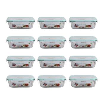 12PK Fresh Guard Microwavable Glass Airtight Food Storage Container 630ml
