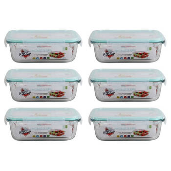 6PK Fresh Guard Microwavable Glass Airtight Food Storage Container 630ml