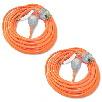 2PK 15M Extension Cord 3 Core 10AMP Orange