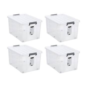 4PK Boxsweden Dura Storage Box 100L 67x47x38.5cm Lock Lid w/ Carry Handles