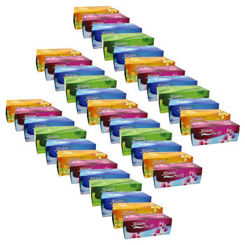 36PK Nature Soft 168-Sheet Pull-Up Paper Facial Tissue Box Assorted