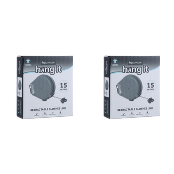 2x Boxsweden Hangit 15m Retractable Hanging Clothes Line - Grey