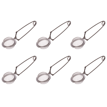 6PK Teaology Stainless Steel Mesh Spring Tea Leaf Infuser - Silver
