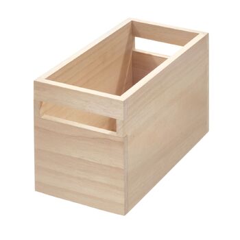 iDesign Wood 5x10cm Storage Bin w/ Handles - Natural