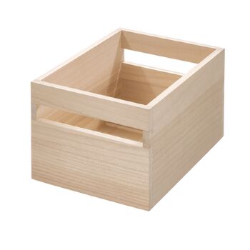 iDesign Wood 7.5x10cm Storage Bin w/ Handles - Natural