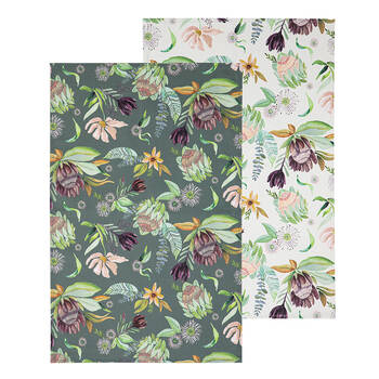 2pc Ladelle Leura Cotton Kitchen Tea Towel 45x70cm