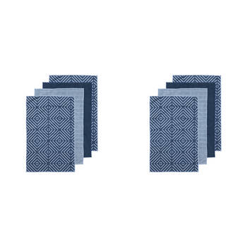 2x 4pc Ladelle Benton Blue Microfibre Kitchen Towel Reusable Drying Cloth