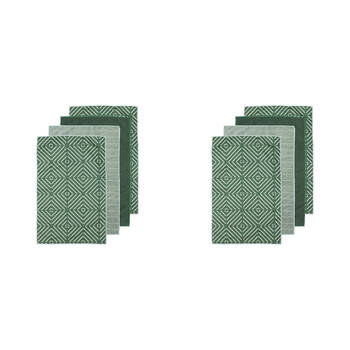 2x 4pc Ladelle Benton Green Microfibre Kitchen Towel Reusable Drying Cloth