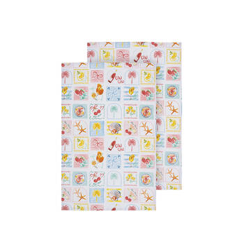 2pc Ladelle Capri Multi-purpose Cotton Absorbent Tea Towel Kitchen Drying Cloth