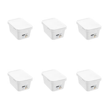 6PK Boxsweden Star Basket Lidded Versatile Organiser 4L 26x18x12.5cm White