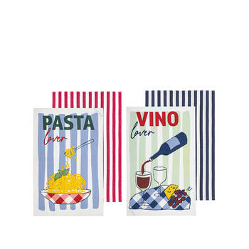 2pc Ladelle Capri Pasta & Wine Cotton Kitchen Hand Towel Reusable Assorted 