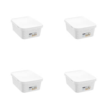 4PK Boxsweden Star Basket Lidded Versatile Organiser 10L 36x27x13.5cm White