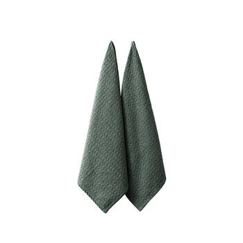2pc Eco Ladelle Recycled Leaf Kitchen Towel Reusable/Washable Green