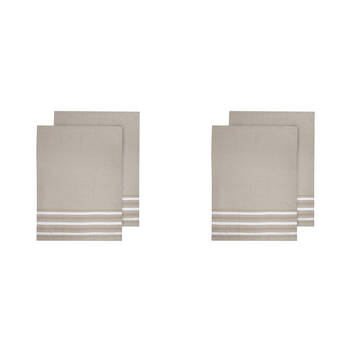 2x 2pc Ladelle Lennox 100% Cotton Stripe Kitchen Towel Reusable/Washable Stone 