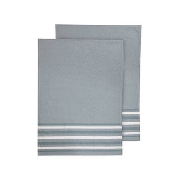 2pc Ladelle Lennox 100% Cotton Stripe Kitchen Towel Reusable/Washable Ice Blue