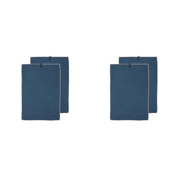 2x 2pc Ladelle Mega Waffle Microfibre Kitchen Towel 45x70cm Reusable/Washable Navy