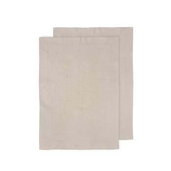 2pc Ladelle Ollie Waffle Weave 100% Cotton Kitchen Towel Reusable Natural 