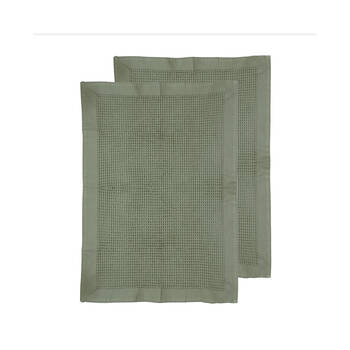 2pc Ladelle Ollie Waffle Weave 100% Cotton Kitchen Towel Reusable Green 