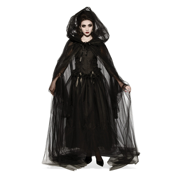 Hooded Cape Women's Witch Costume Standard Size - Black