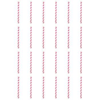 24x 50pc Appetito Disposable Paper Straws Home Kitchen - Pink Stripes