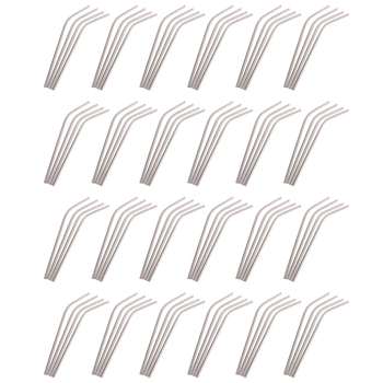 24PK Appetito Stainless Steel Reusable Bent Drinking Straws Home Kitchen