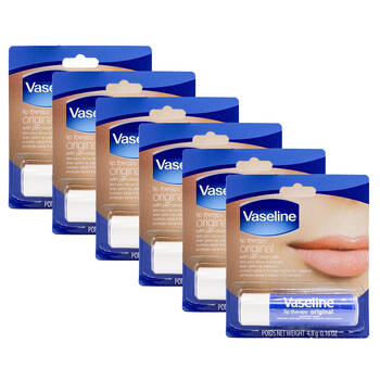 6PK Vaseline 4.8g Lip Therapy Original w/ Petroleum Jelly