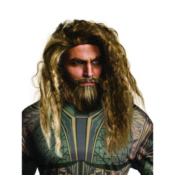 Dc Aquaman Beard & Wig Set Adult Hero Costume Party Accessory
