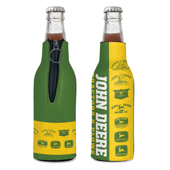 2PK John Deere Bottle Cooler-Green with Retro Vintage Logos 12oz/375ml