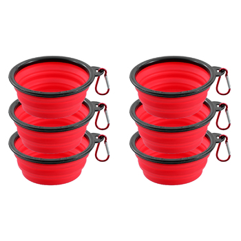 6PK Paws & Claws Collapsible 350ml/13cm Pet Dog Travel Bowl - Assorted