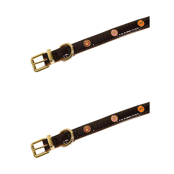 2PK Rosewood Oxblood 36.5cm Pet/Dog Neck Collar Animal Choker Strap Medium Brown