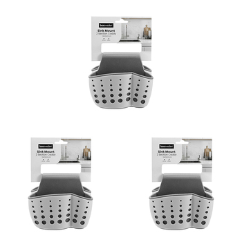 3PK Boxsweden 2-Section 14cm Sink Mount Caddy - White/Grey