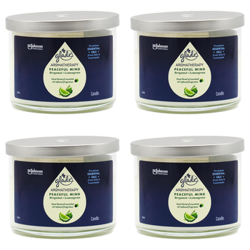 4PK Glade Aromatherapy Peaceful Mind Candle - Bergamot & Lemongrass