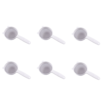 6PK Appetito Stainless Steel Mesh Plastic Strainer 12.5cm Dia. White