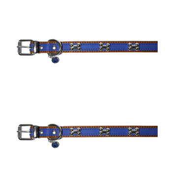 2PK Rosewood Wag n Walk Royal 58.5cm Pet/Dog Collar Neck Strap Animal Choker L Blue
