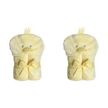 2PK Ollie & Paige Kids Hooded Bath Towel/Wrap Puddles The Duck Yellow