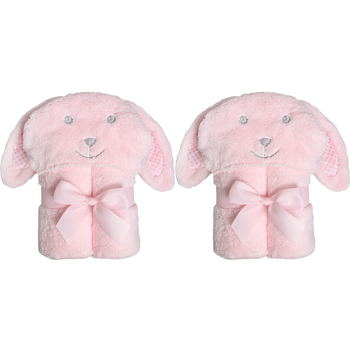2PK Ollie & Paige Kids Hooded Bath Towel/Wrap Tessa The Bunny Pink