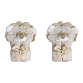 2PK Ollie & Paige Kids Hooded Bath Towel/Wrap Arthur The Lion Brown