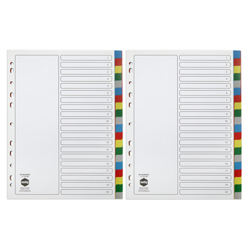 2PK Marbig PP 20 Tab Coloured A4 Binder Divider/Indices