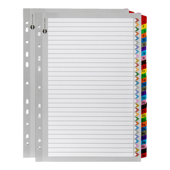 2PK Marbig 1-31 Tab Coloured A4 Ring Binder Plastic Divider Organiser