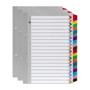 3PK Marbig A-Z Tab Coloured A5 Ring Binder Plastic Divider Organiser