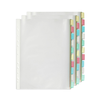 3PK Marbig PP 10 Tab A4 Lever Arch/Binder Pocket Divider/Indices