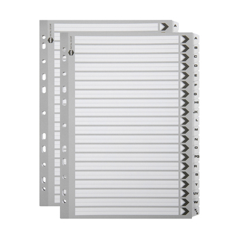 2PK Marbig A-Z Tab A4 Ring Binder Plastic Divider - Black/White