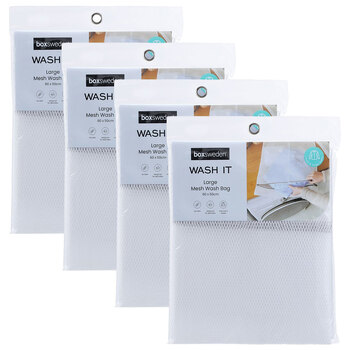 4PK Boxsweden Wash It 60x50cm Washing Machine Mesh Clothes Bag Large - White