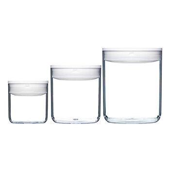 3pc ClickClack Round Pantry Set Small - White