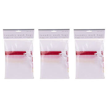 3x 3pc D.Line Laundry Washing Bag Zippered w/ Label Tags Set - White
