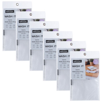 6PK Boxsweden Wash It 23.5cm Washing Machine Mesh Sock Bag - White