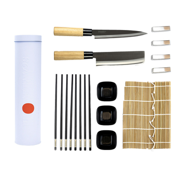 14pc Nippon Homey's Sushi Essentials Gift Set Tin With Sashimi/Usuba Knife